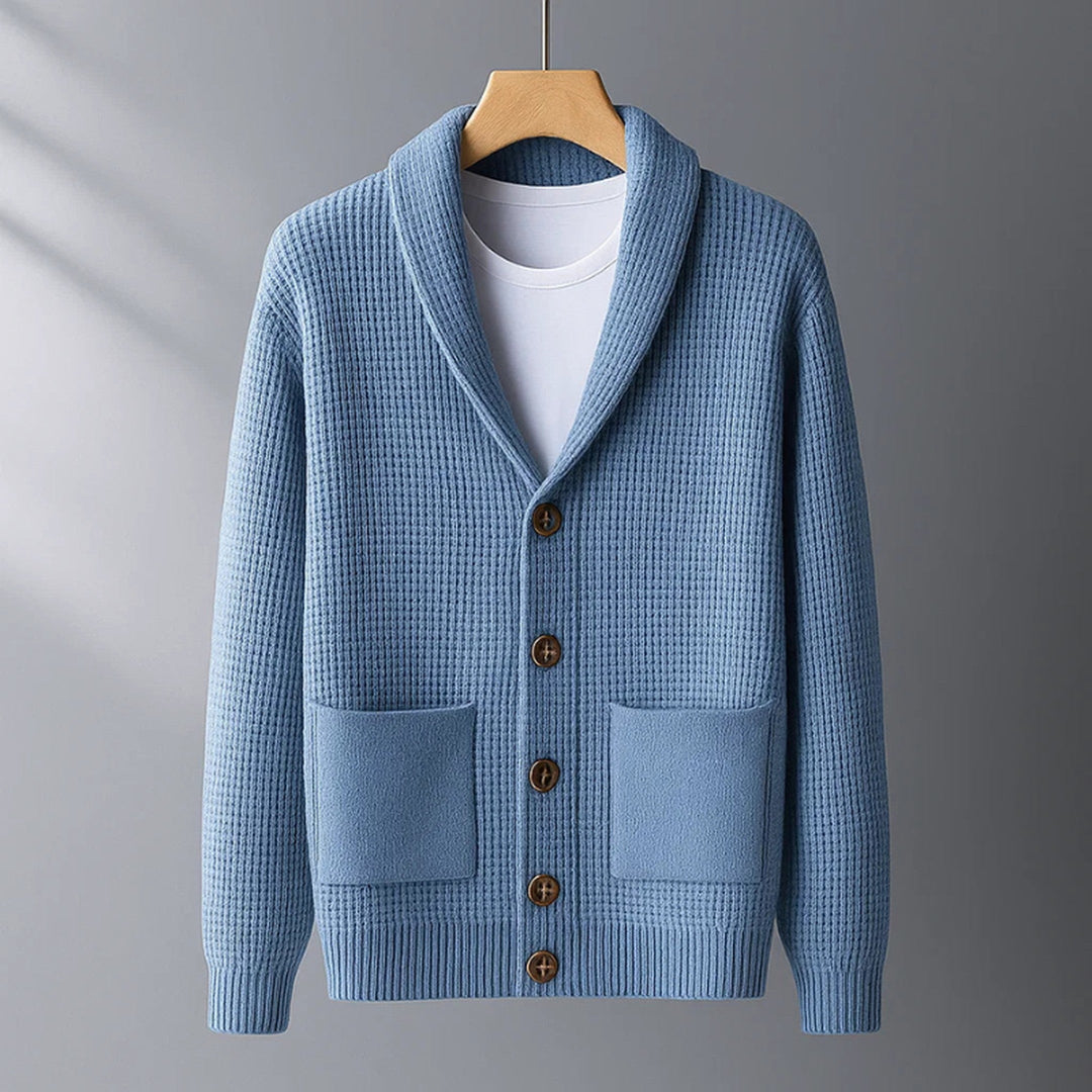 Men's Cashmere Cardigan – Shawl Collar Knit Button Jumper
