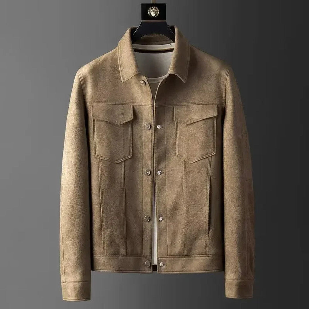 Men's Suede Trucker Jacket – Soft Western Snap-Button Overshirt