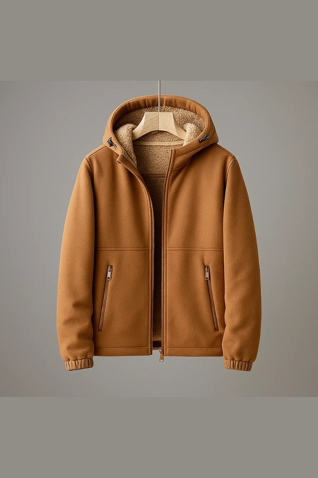Men's Wool-Blend Hoodie – Sherpa-Lined Full-Zip for Cold Days