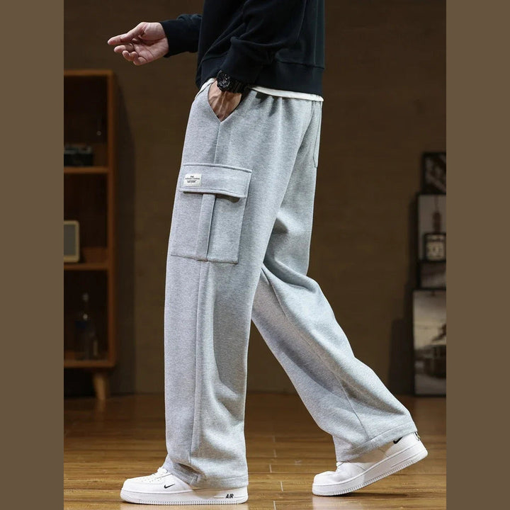 Men's Cotton-Blend Cargo Joggers – Relaxed Wide-Leg Comfort