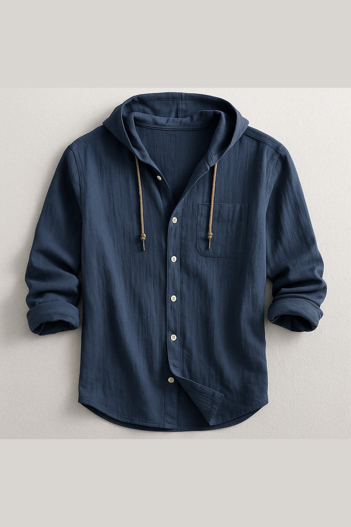 Men's Cotton Linen Hooded Shirt – Relaxed Summer Beach Style