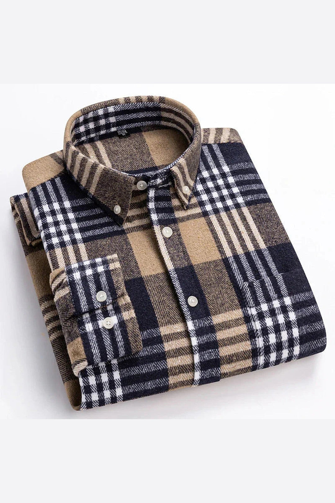 Men's Brushed Cotton Flannel Shirt – Classic Plaid Button-Down