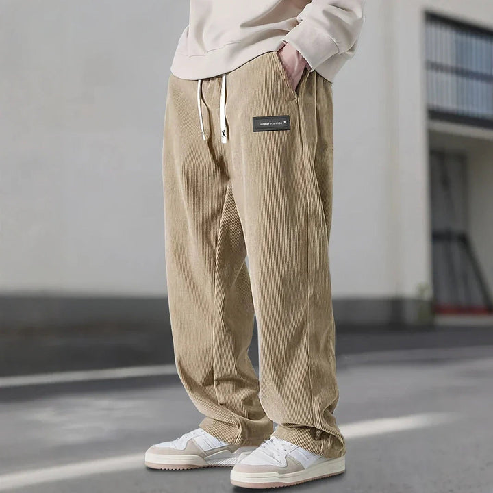 Men's Corduroy Joggers – Soft Straight-Leg Drawstring Trousers