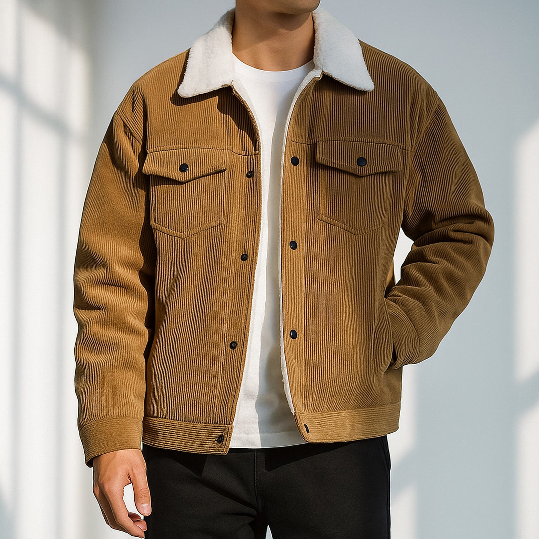 Men's Corduroy Jacket – Sherpa-Lined Warm Transitional Layer