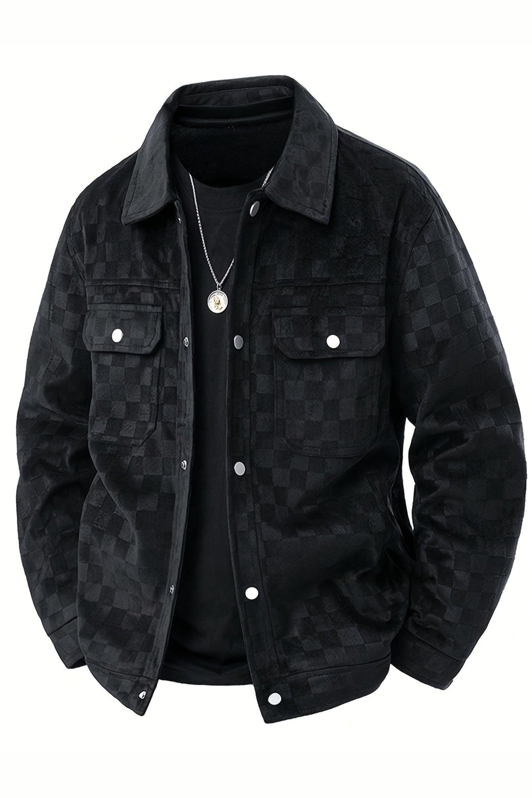 Men's Suede Checkerboard Jacket – Lined Smart-Casual Layer
