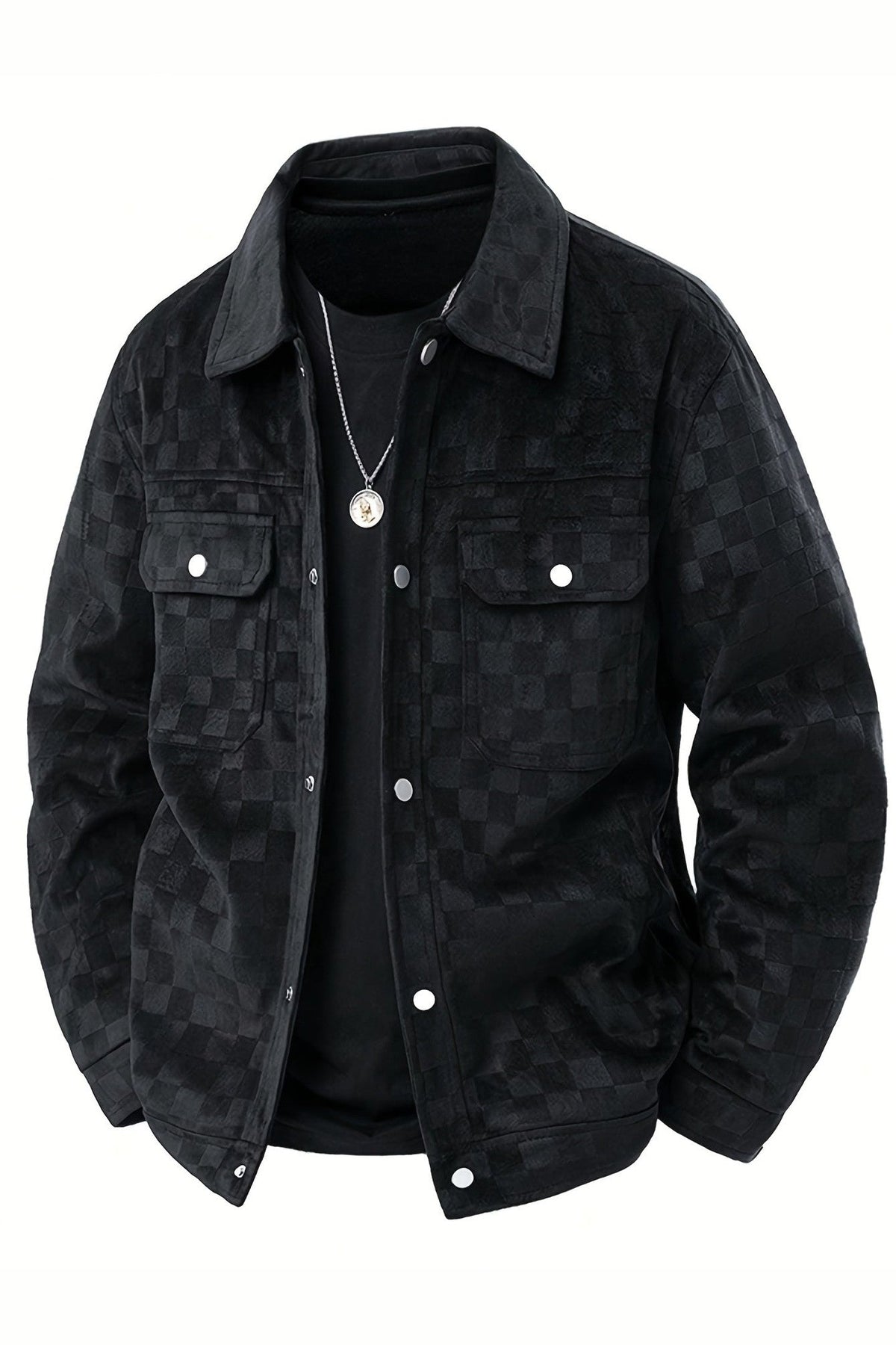 Men's Suede Checkerboard Jacket – Lined Smart-Casual Layer
