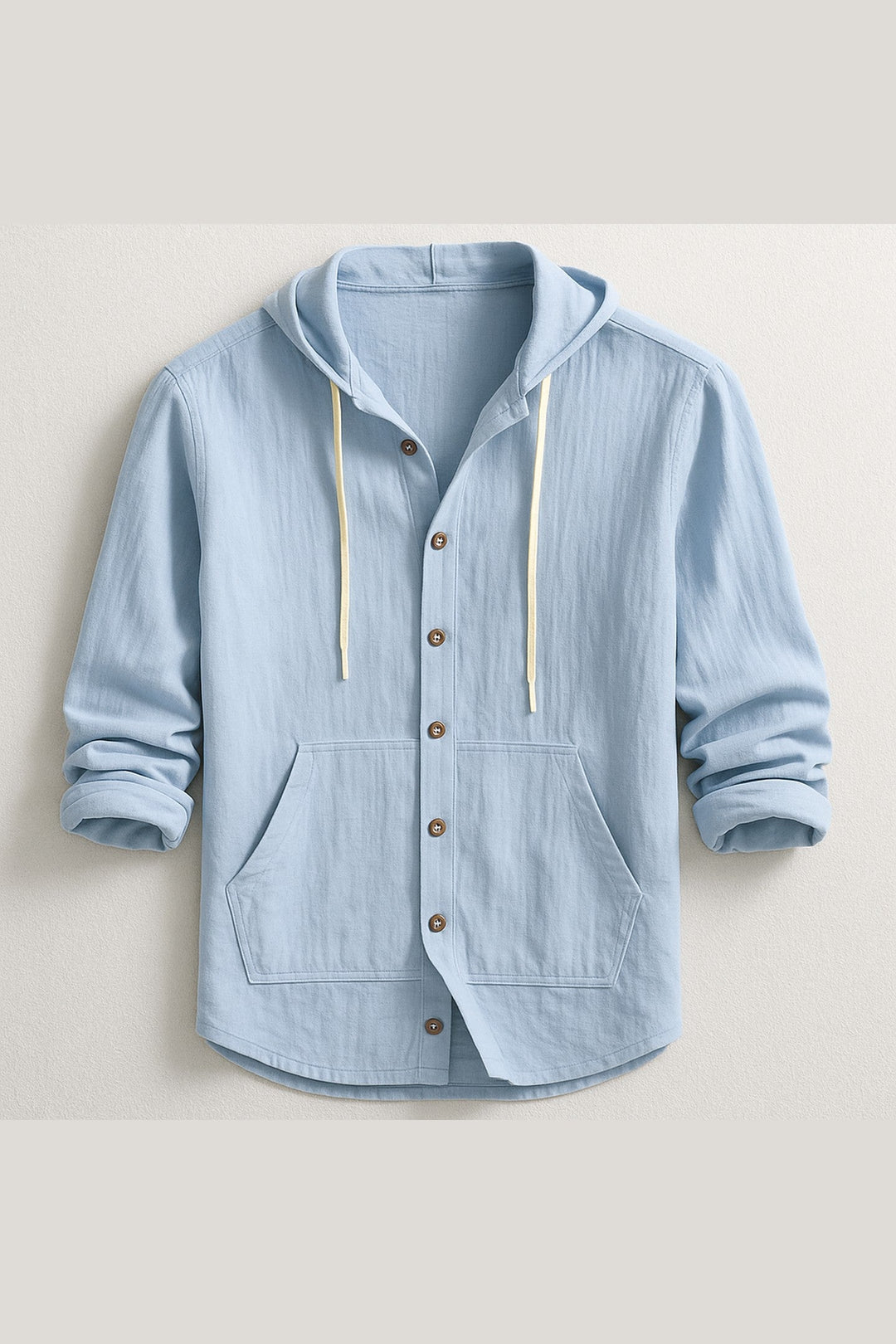 Men's Cotton-Linen Hooded Shirt – Relaxed Button-Up Layer