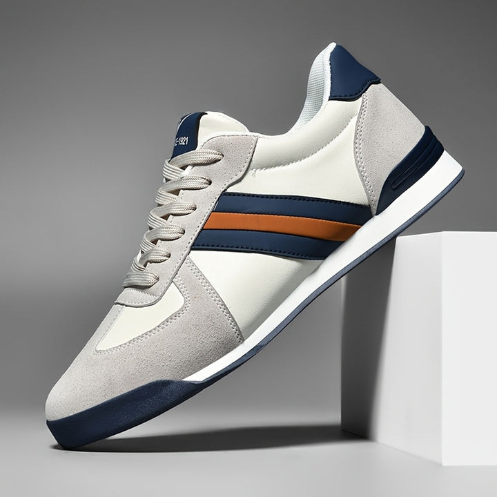 Men's Leather Suede Trainers – Retro Court Style Casual Shoes