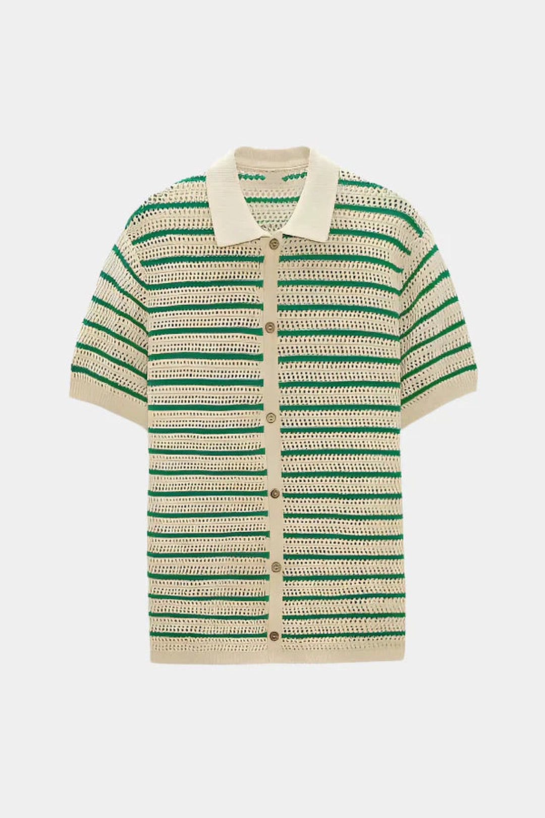Men's Crochet Knit Shirt – Breathable Open-Knit Summer Style
