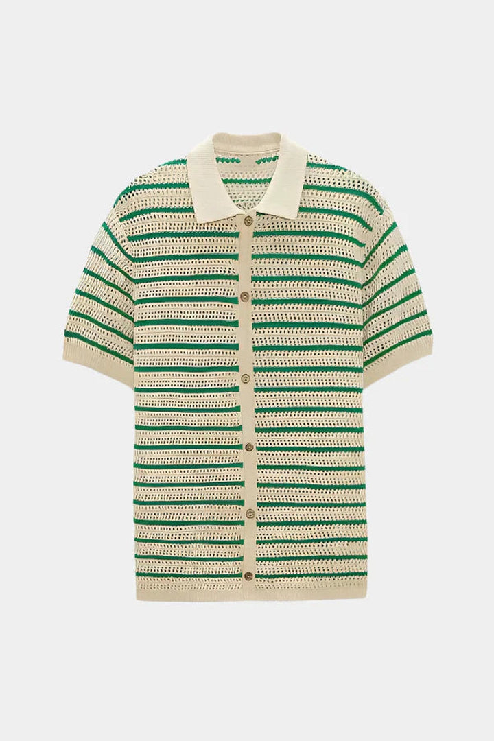 Men's Crochet Knit Shirt – Breathable Open-Knit Summer Style