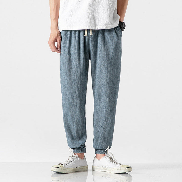 Men's Linen Blend Joggers – Lightweight Tapered Summer Trousers