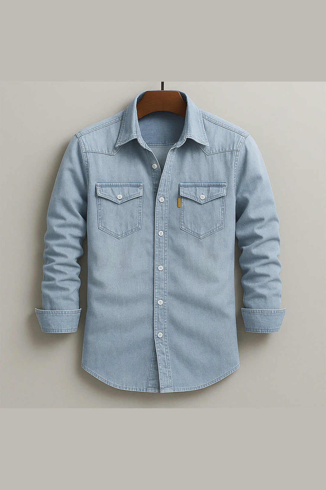 Men's Soft-Washed Denim Shirt – Casual Snap-Pocket Button-Down