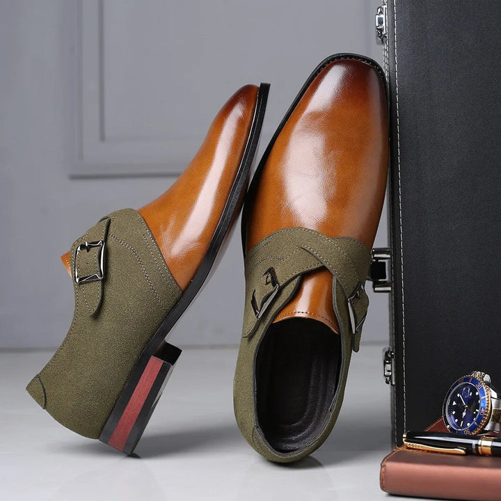 Men's Double Monk Strap Shoes – Suede & Vegan Leather