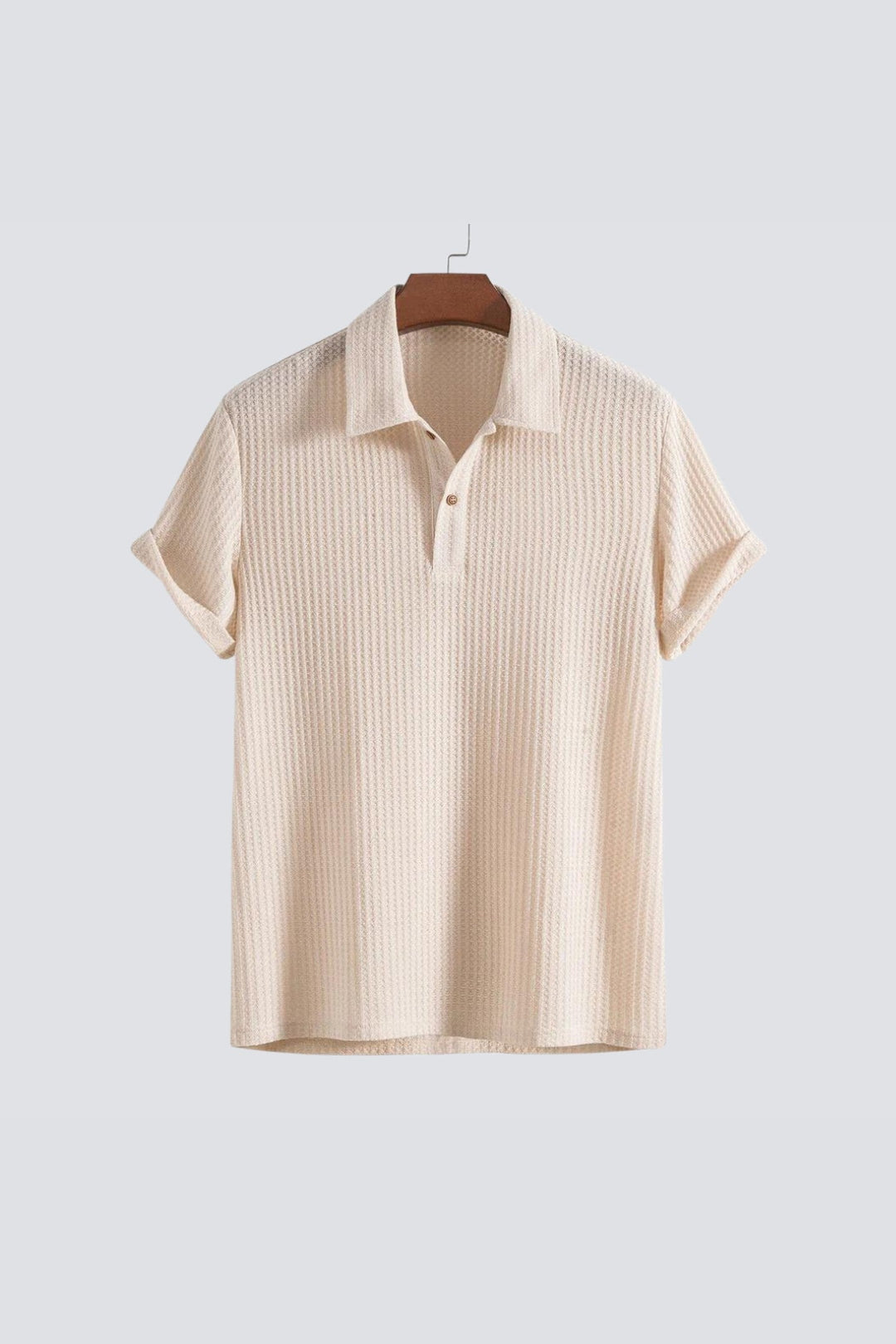 Men's Waffle Knit Polo Shirt – Textured Cotton Smart Casual