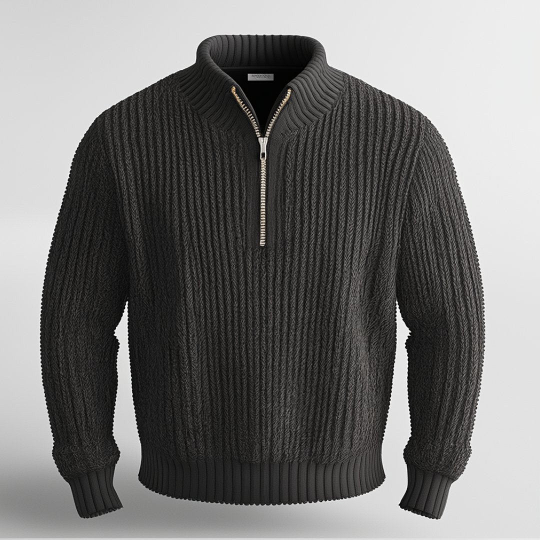 Men's Cotton-Blend Quarter-Zip Jumper – Thick Knit Highland Sweater