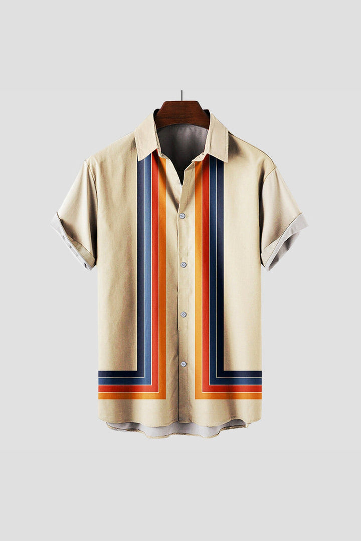 Men's Striped Retro Shirt – Breathable Anti-Wrinkle Summer Shirt