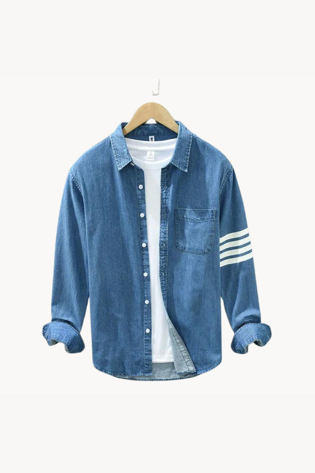 Men's Stretch Cotton Denim Shirt – Modern Fit Casual Layering