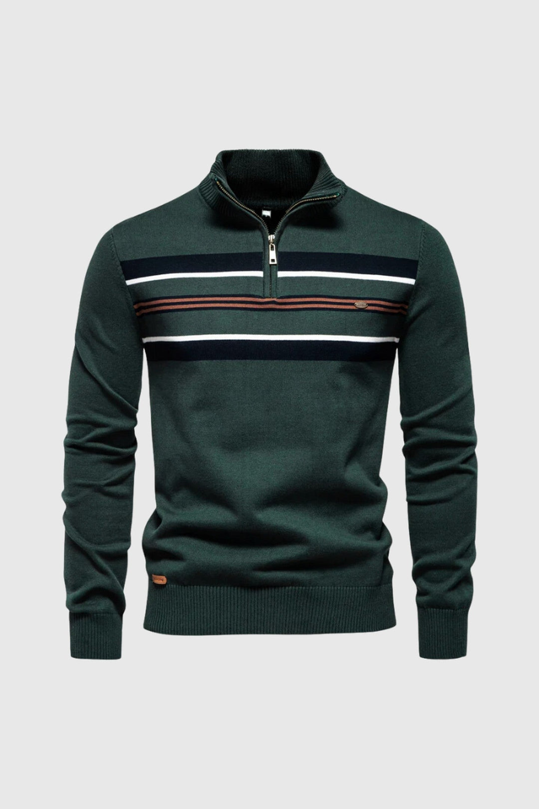 Men's Cotton Striped Jumper – Coastal Zip Collar Knit Pullover