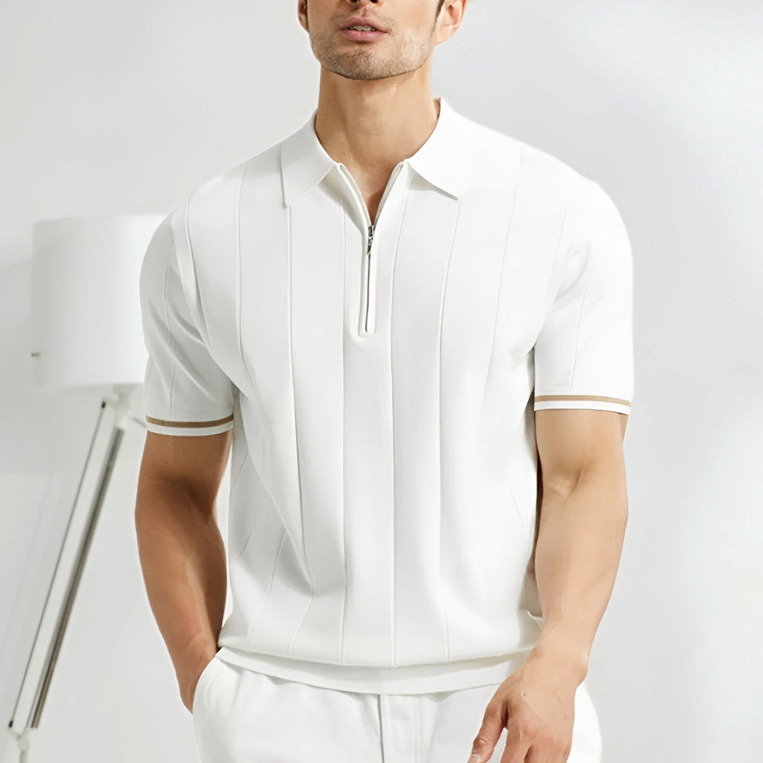 Men's Knit Half-Zip Polo – Massimo Textured Smart-Casual Top