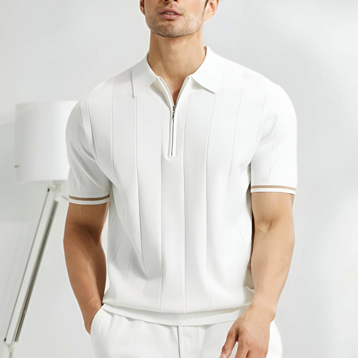 Men's Knit Half-Zip Polo – Massimo Textured Smart-Casual Top