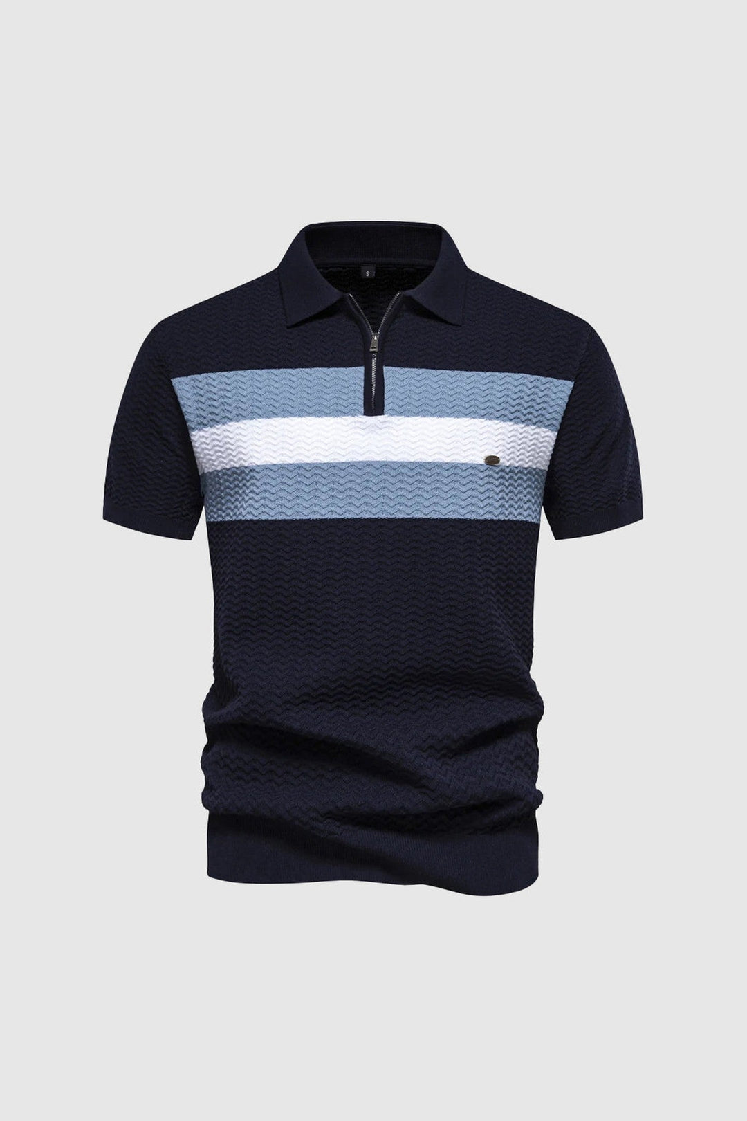 Men's Knitted Zip Polo Shirt – Breathable Short Sleeve Top