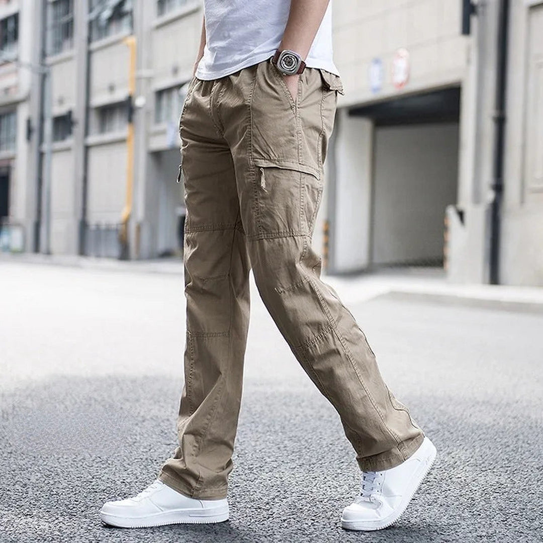 Men's Cotton Cargo Trousers – Tech Relaxed Fit Utility Pockets