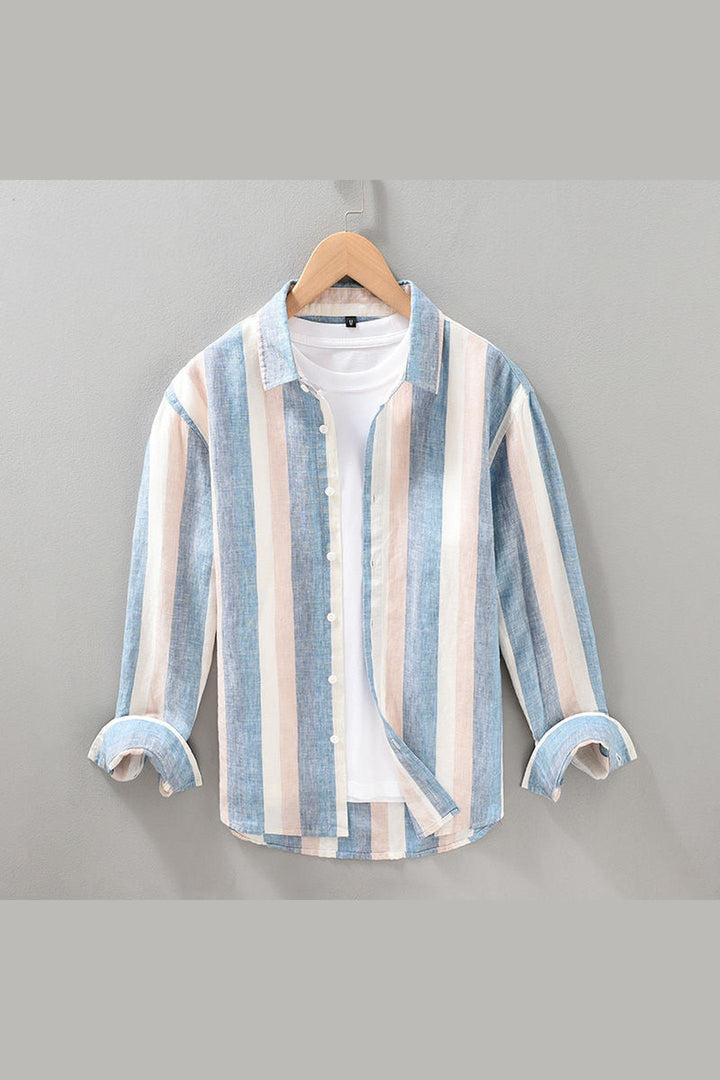 Men's Lucas Striped Linen Shirt – Breathable Summer Style