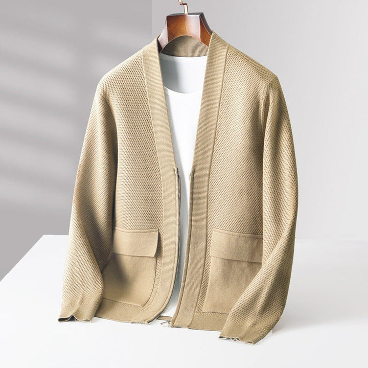 Men's Cashmere V-Neck Cardigan – Soft Thick-Knit Winter Layering