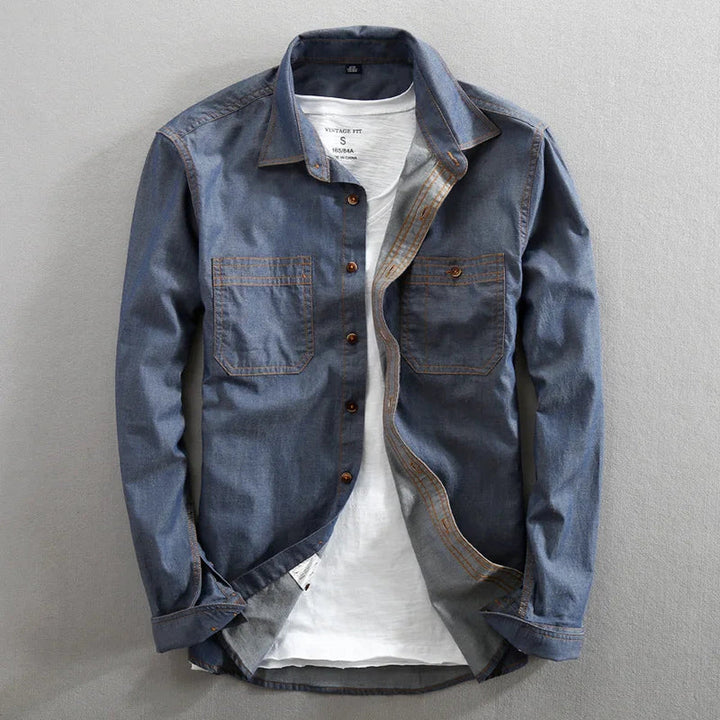 Men's Vintage Denim Shirt – Slim Fit Casual Layering Staple