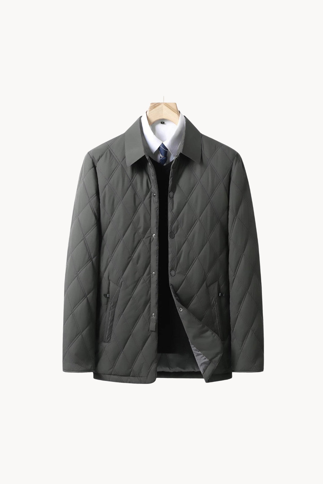 Men's Quilted Coat – Fleece Lined – Windproof & Water-Resistant