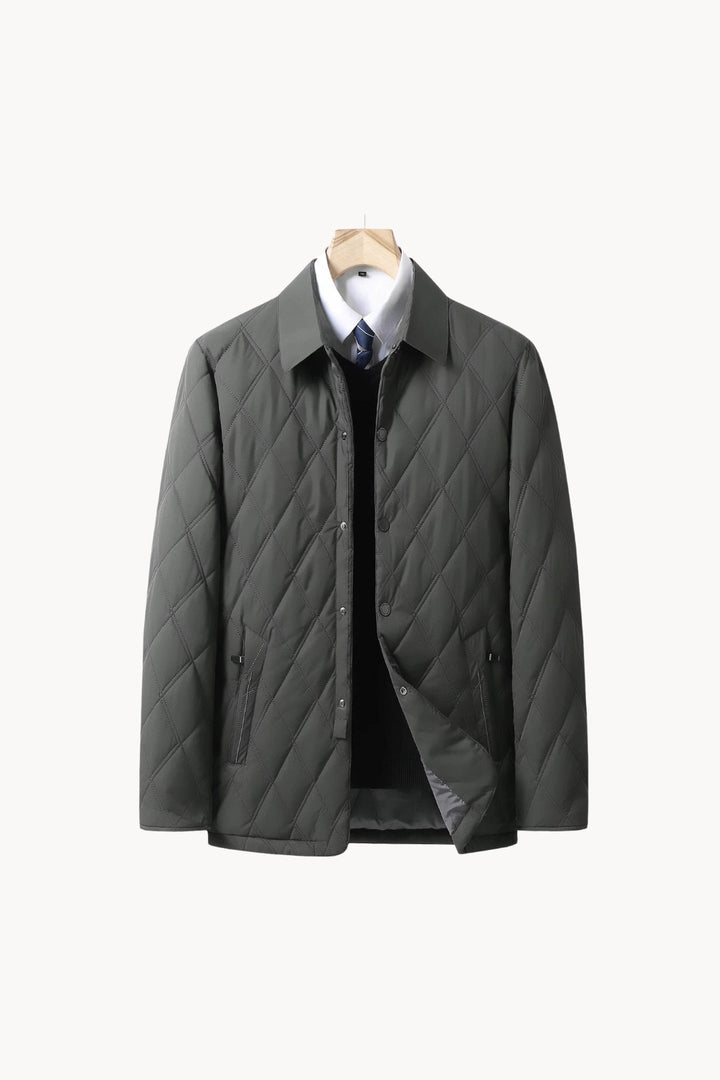 Men's Quilted Coat – Fleece Lined – Windproof & Water-Resistant