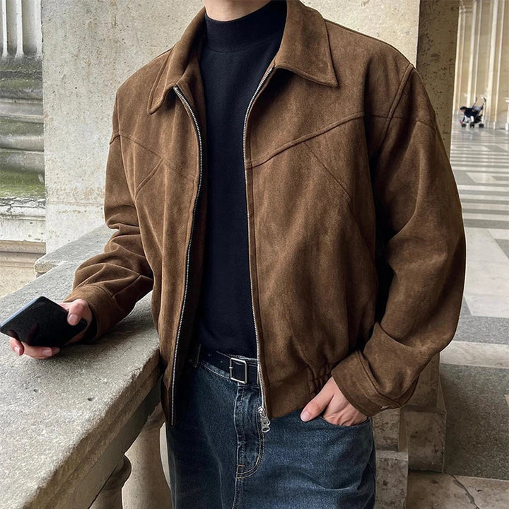 Men's Antonio Suede Jacket – Zip-Up Smart Casual Outerwear