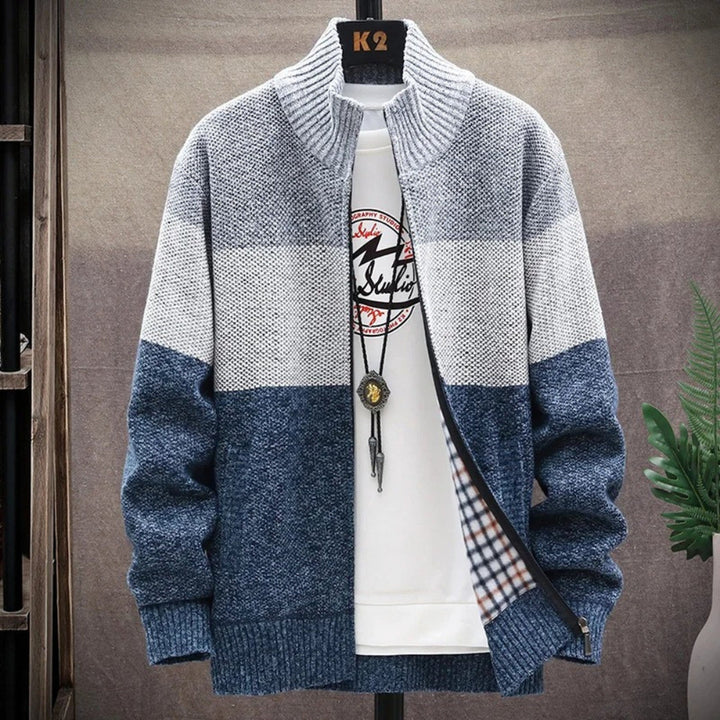 Men's Alden Full-Zip Knit Cardigan – High Collar Layering Piece