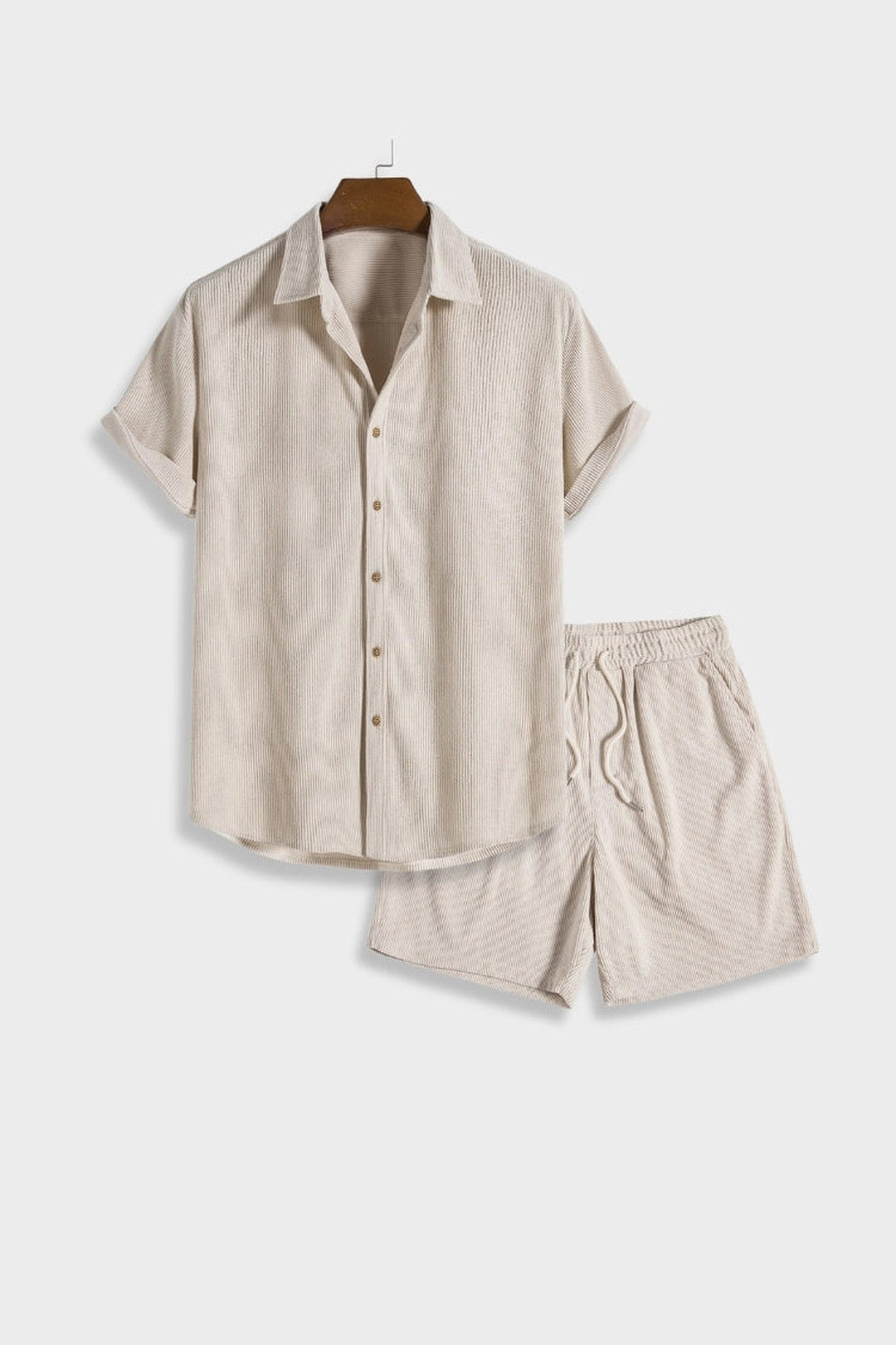 Men's Bordeaux Corduroy Co-Ord Set – Shirt and Shorts Summer