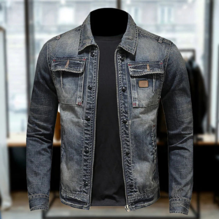 Men's Slim Fit Denim Jacket – Biker-Inspired Trucker Style