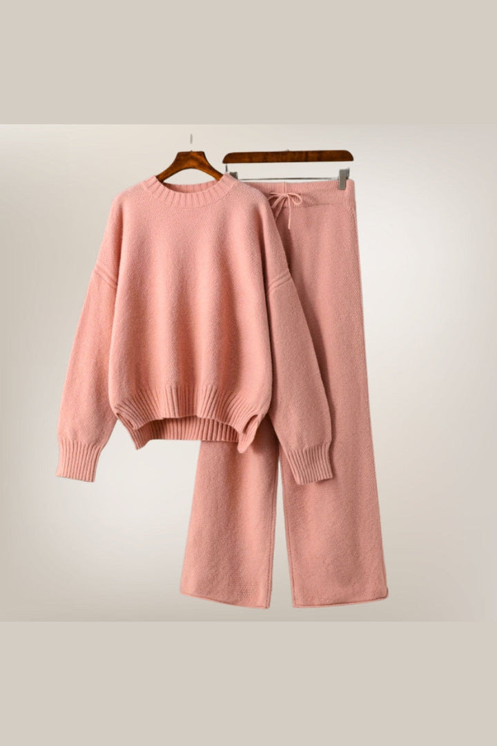 Women's Knitted Two-Piece Set – Jumper and Wide-Leg Trousers