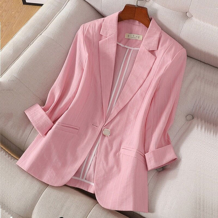 "Women's Linen Blazer – Single-Button Tailoring, Work to Weekend"