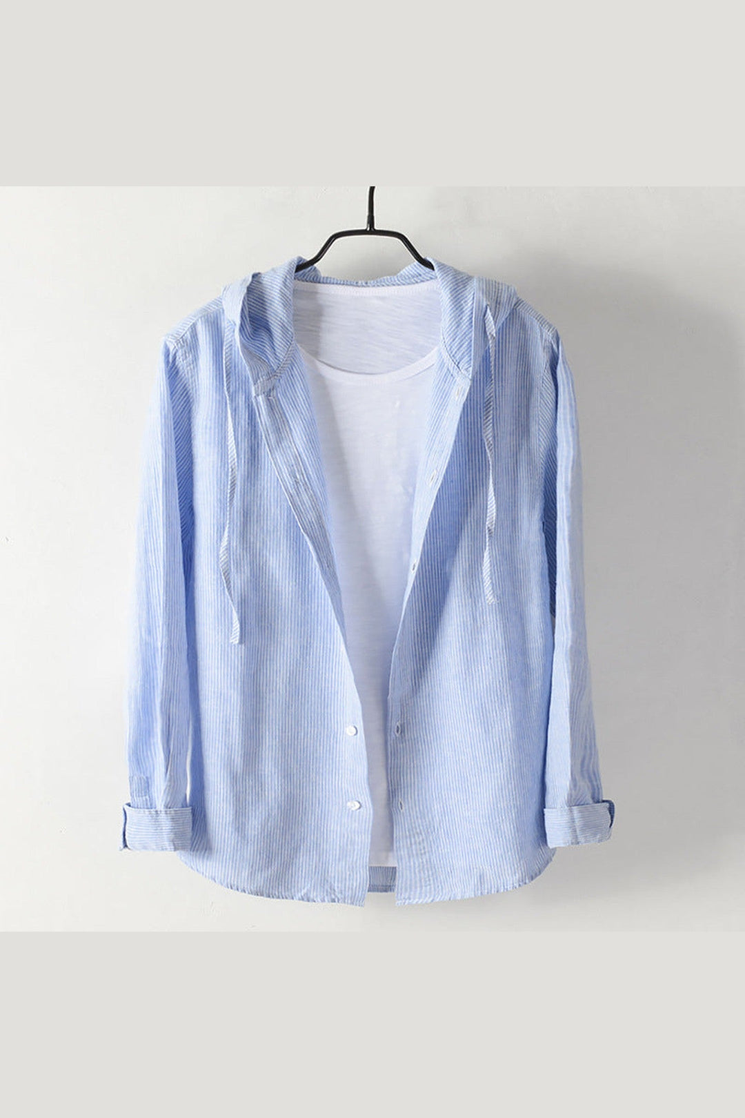 Unisex Hooded Linen Shirt – Breathable Button-Up for All Seasons