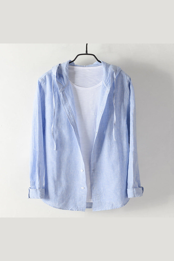 Unisex Hooded Linen Shirt – Breathable Button-Up for All Seasons