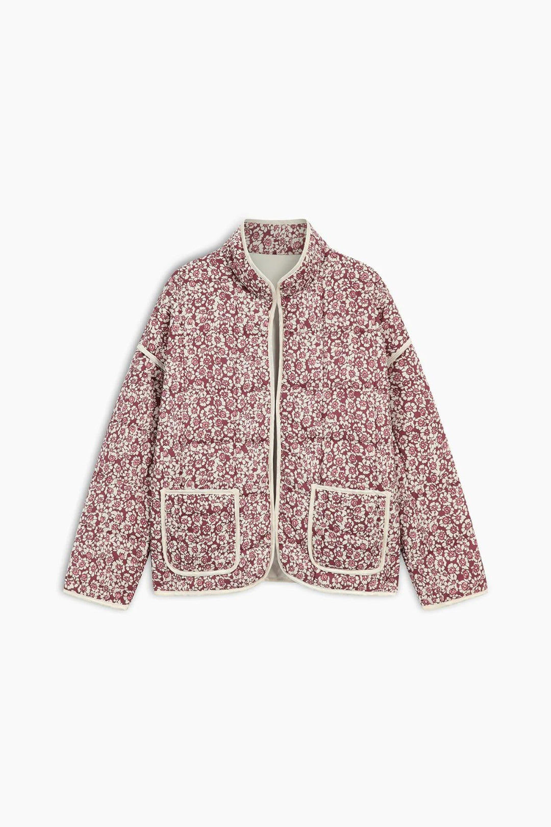 Women's Quilted Floral Coat – Pink Blossom Spring Jacket