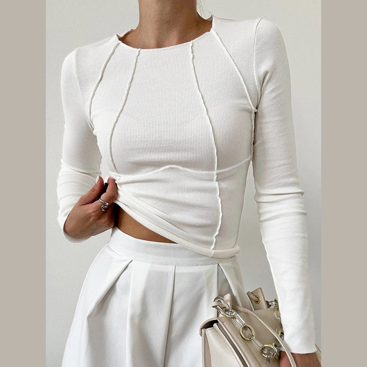 Women's Piped Long Sleeve Top – Slim Fit Everyday Layer