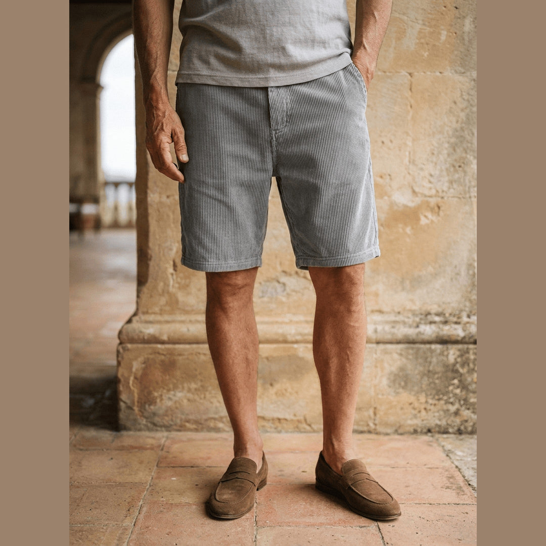 Men's Corduroy Summer Shorts – Soft Cotton – Elasticated Waist