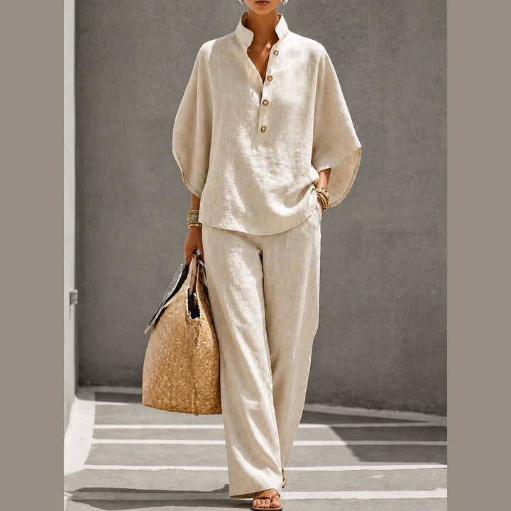 Women's Linen Blend Two-Piece Co-ord Set – Relaxed Summer Style