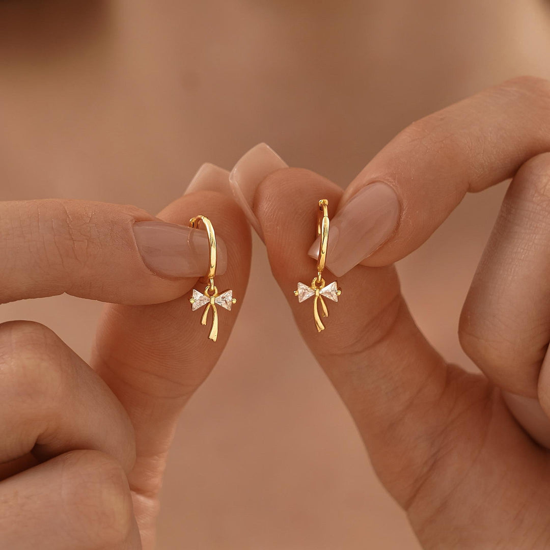 Ribbon Bow Huggie Earrings - Regal Collective