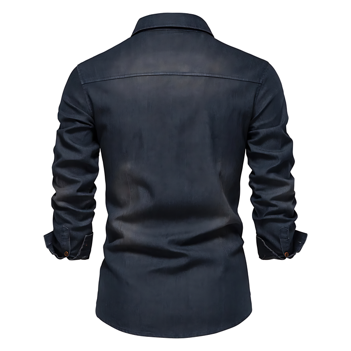 Men's Cotton Denim Shirt – Slim Fit Smart-Casual Button-Down – view 4