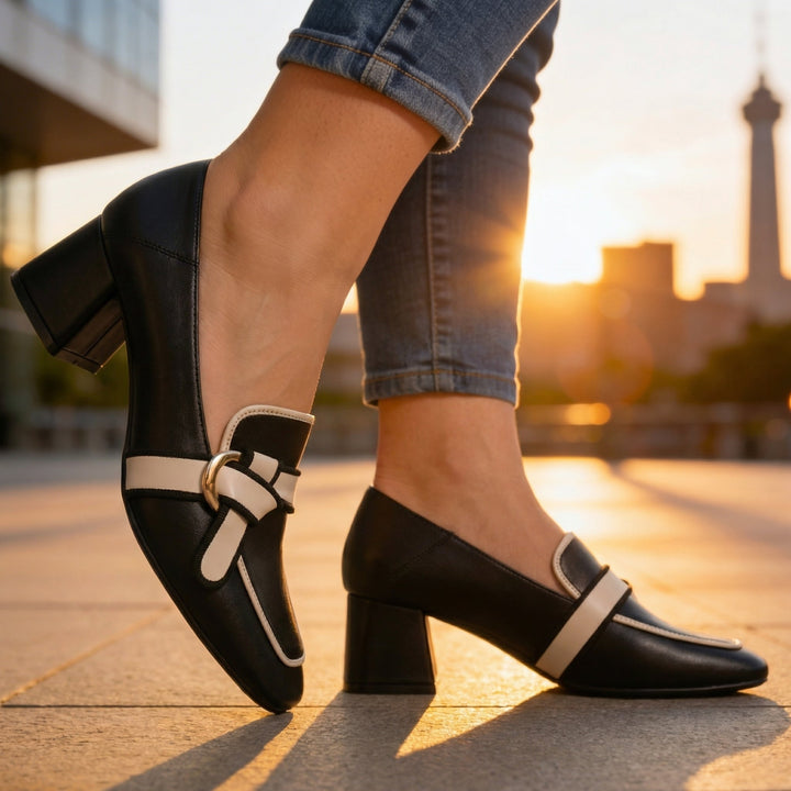 Women's Genuine Leather Outline Loafers - Everyday Comfort Heels
