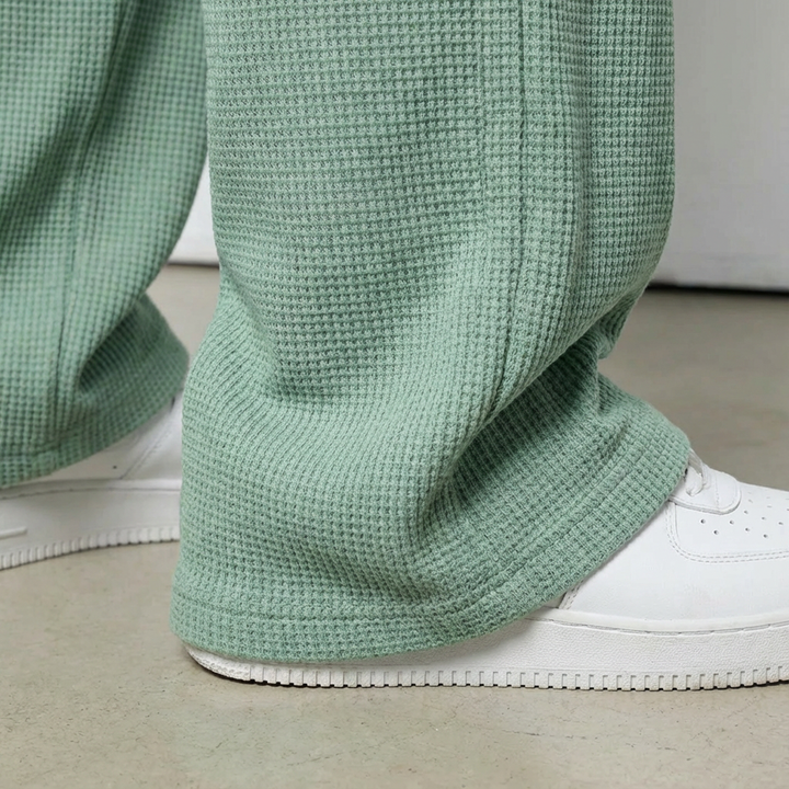 Men's Waffle-Knit Cotton Trousers - Relaxed Casual Joggers – view 8