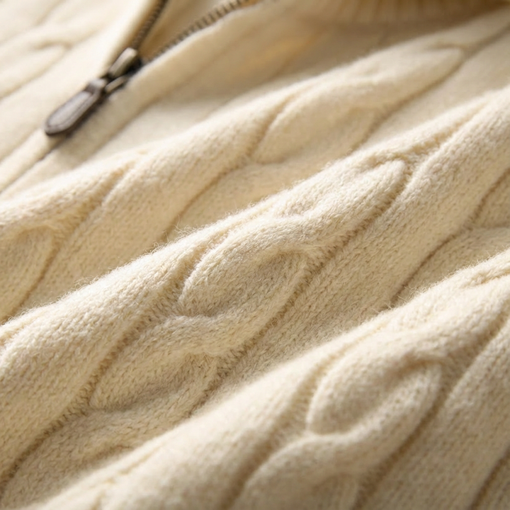 Men's Cable-Knit Half-Zip Jumper – Stand-Collar Sweater – view 2