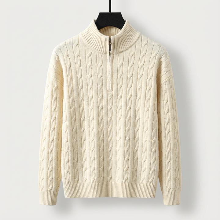 Men's Cable-Knit Half-Zip Jumper – Stand-Collar Sweater – view 3