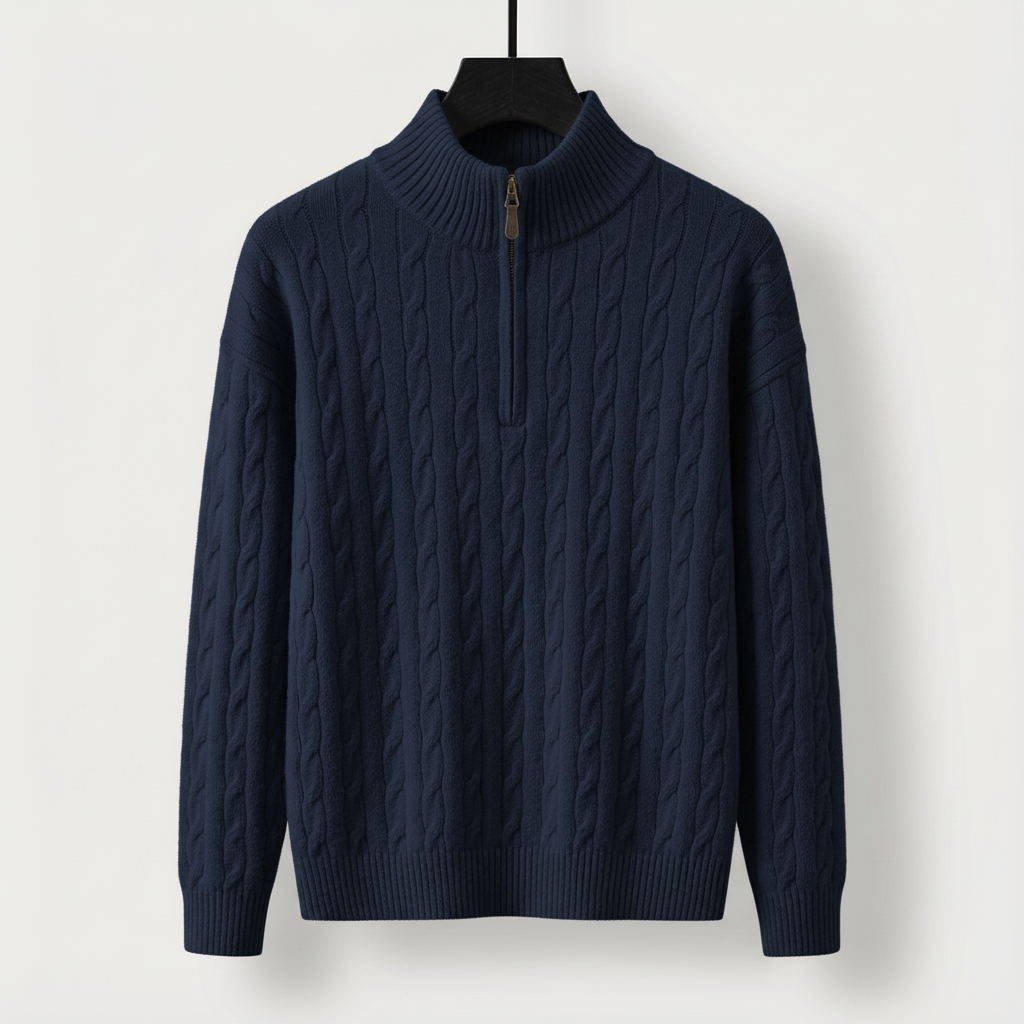 Men's Cable-Knit Half-Zip Jumper – Stand-Collar Sweater – view 5